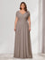 A-Line/Princess V-Neck Short Sleeves Chiffon Plus Size Bridesmaid Dresses With Bowknot