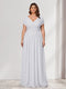 A-Line/Princess V-Neck Short Sleeves Chiffon Plus Size Bridesmaid Dresses With Bowknot