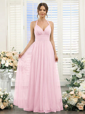 A-Line/Princess Halter Sweetheart Sleeveless Chiffon Bridesmaid Dresses with Ruched