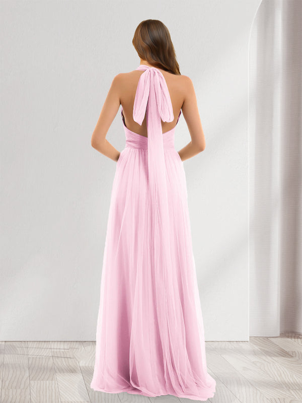 A-Line/Princess Halter Sweetheart Sleeveless Chiffon Bridesmaid Dresses with Ruched
