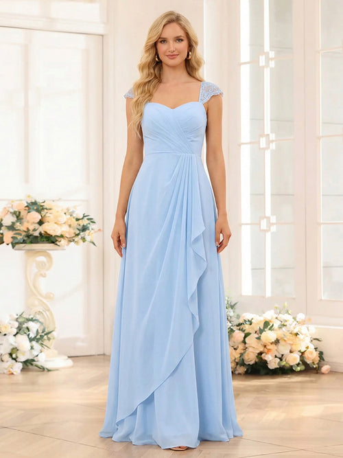 A-Line/Princess Sweetheart Sleeveless Chiffon Bridesmaid Dresses With Lace