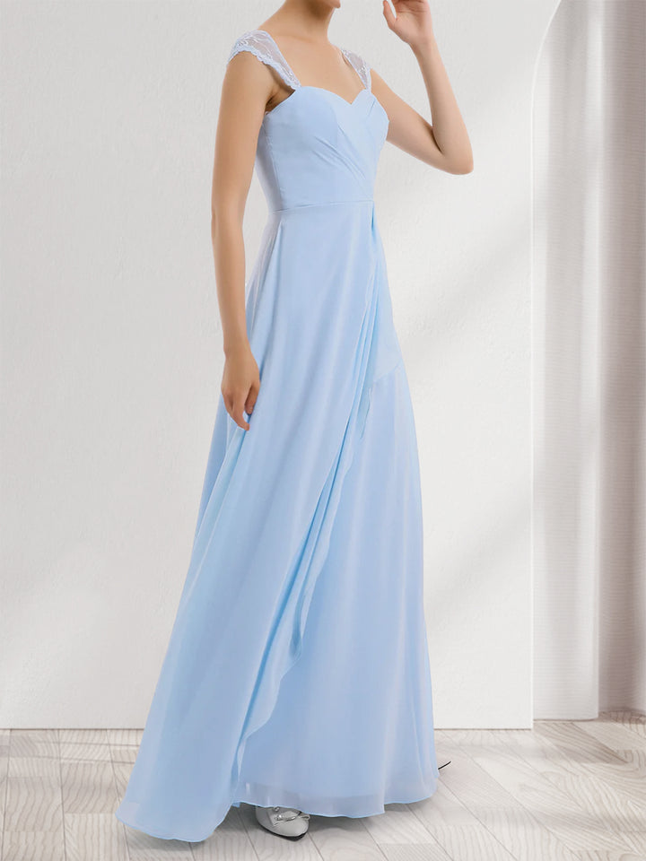 A-Line/Princess Sweetheart Sleeveless Chiffon Bridesmaid Dresses With Lace