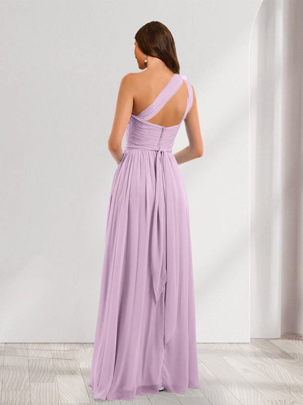 A-Line/Princess One-Shoulder Sleeveless Bridesmaid Dresses With 3D Floral