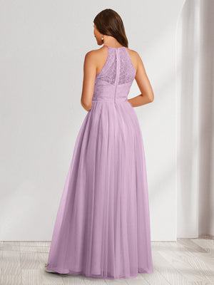A-Line/Princess Scoop Sleeveless Floor-Length Bridesmaid Dresses With Lace & Applique