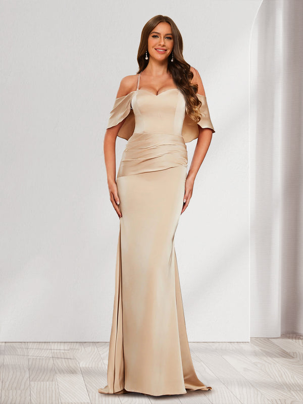 Trumpet/Mermaid Spaghetti Straps Sweetheart Bridesmaid Dresses With Ruched