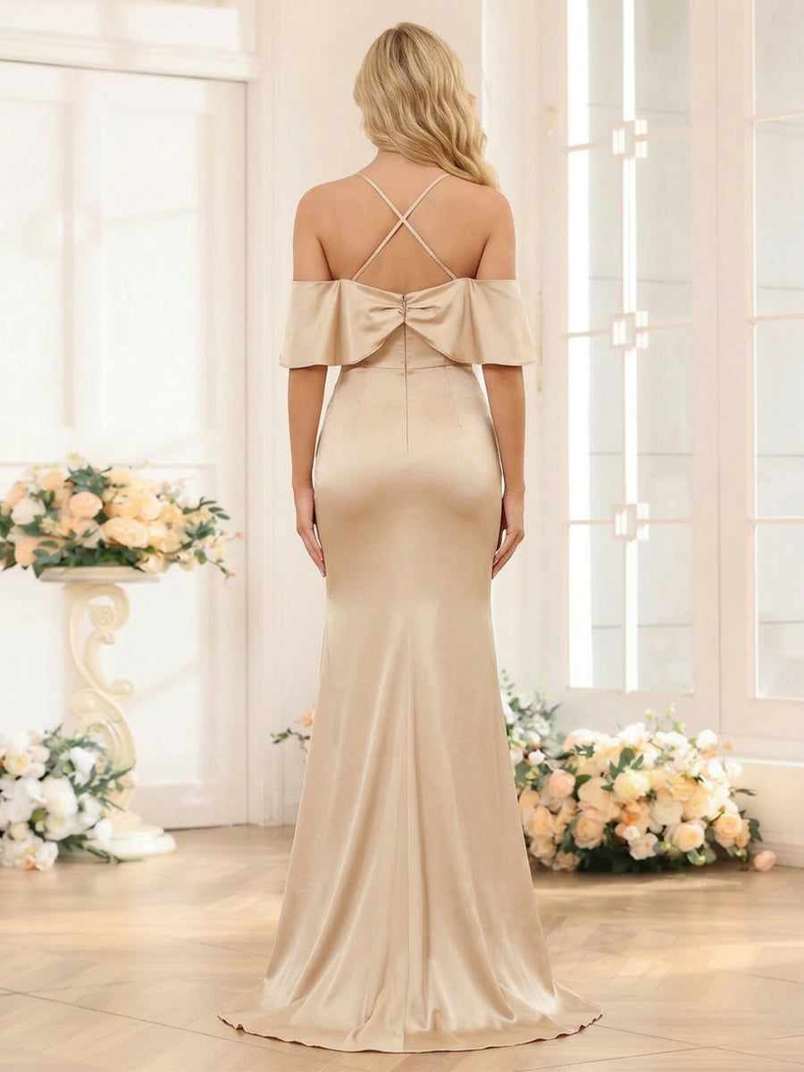 Trumpet/Mermaid Spaghetti Straps Sweetheart Bridesmaid Dresses With Ruched