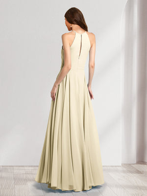 A-Line/Princess Scoop Sleeveless Chiffon Bridesmaid Dresses