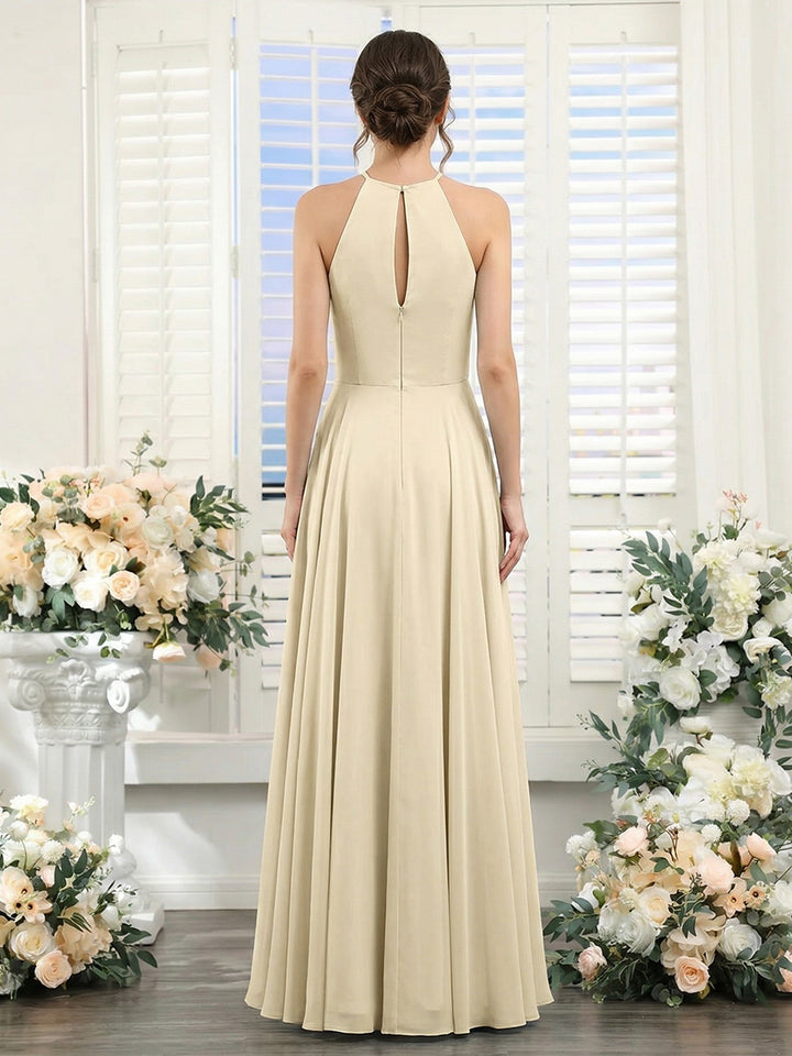 A-Line/Princess Scoop Sleeveless Chiffon Bridesmaid Dresses