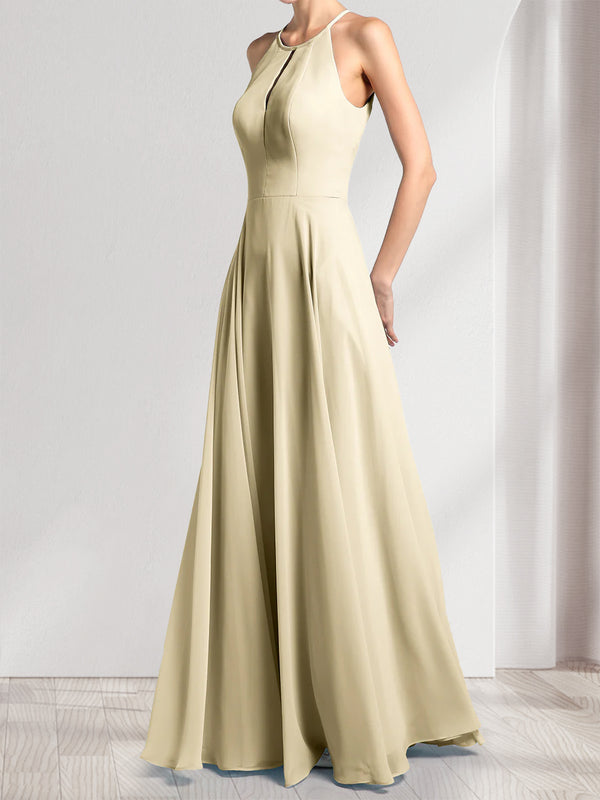 A-Line/Princess Scoop Sleeveless Chiffon Bridesmaid Dresses