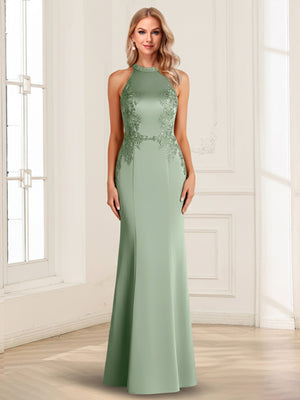 Sheath/Column Scoop Sleeveless Floor-Length Mother of the Bride Dresses with Applique