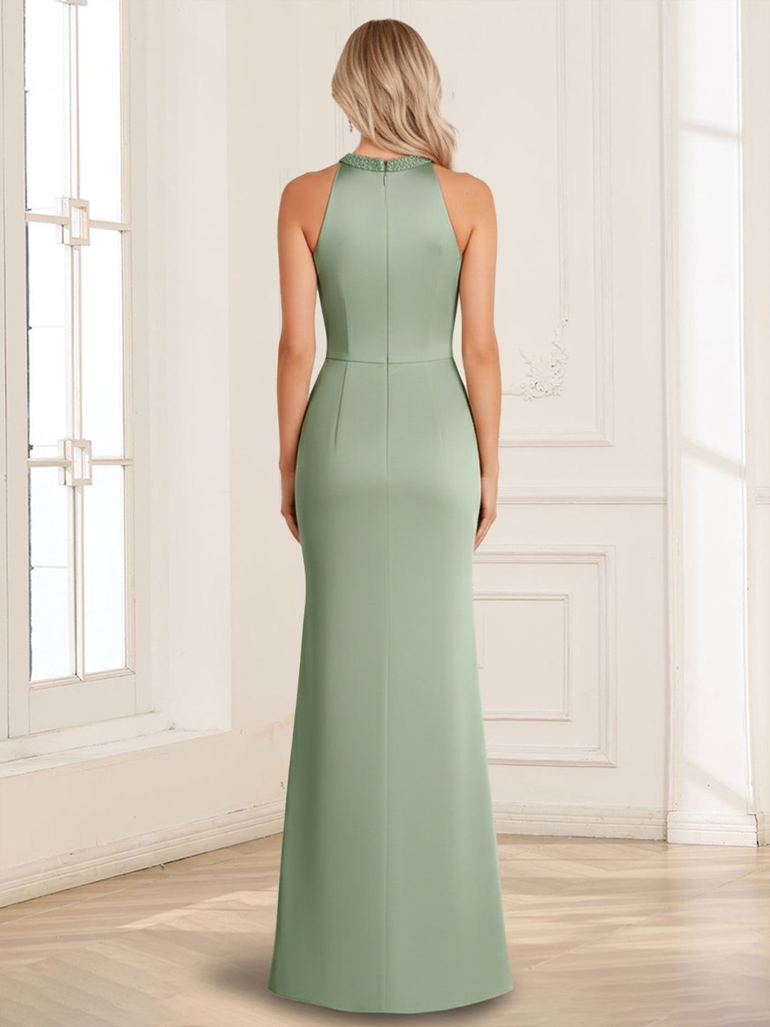 Sheath/Column Scoop Sleeveless Floor-Length Mother of the Bride Dresses with Applique