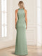 Sheath/Column Scoop Sleeveless Floor-Length Mother of the Bride Dresses with Applique