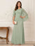 A-Line/Princess Scoop Half Sleeves Floor-Length Mother of the Bride Dresses with Ruched & Split Side