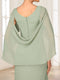 A-Line/Princess Scoop Half Sleeves Floor-Length Mother of the Bride Dresses with Ruched & Split Side