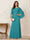 A-Line/Princess Scoop Half Sleeves Floor-Length Mother of the Bride Dresses with Ruched & Split Side