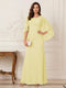 A-Line/Princess Scoop Half Sleeves Floor-Length Mother of the Bride Dresses with Ruched & Split Side