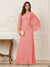 A-Line/Princess Scoop Half Sleeves Floor-Length Mother of the Bride Dresses with Ruched & Split Side