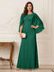 A-Line/Princess Scoop Half Sleeves Floor-Length Mother of the Bride Dresses with Ruched & Split Side