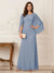 A-Line/Princess Scoop Half Sleeves Floor-Length Mother of the Bride Dresses with Ruched & Split Side
