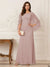 A-Line/Princess Scoop Half Sleeves Floor-Length Mother of the Bride Dresses with Ruched & Split Side