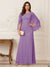 A-Line/Princess Scoop Half Sleeves Floor-Length Mother of the Bride Dresses with Ruched & Split Side