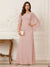 A-Line/Princess Scoop Half Sleeves Floor-Length Mother of the Bride Dresses with Ruched & Split Side