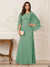 A-Line/Princess Scoop Half Sleeves Floor-Length Mother of the Bride Dresses with Ruched & Split Side