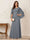 A-Line/Princess Scoop Half Sleeves Floor-Length Mother of the Bride Dresses with Ruched & Split Side