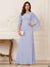 A-Line/Princess Scoop Half Sleeves Floor-Length Mother of the Bride Dresses with Ruched & Split Side