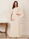 A-Line/Princess Scoop Half Sleeves Floor-Length Mother of the Bride Dresses with Ruched & Split Side