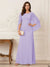 A-Line/Princess Scoop Half Sleeves Floor-Length Mother of the Bride Dresses with Ruched & Split Side