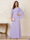 A-Line/Princess Scoop Half Sleeves Floor-Length Mother of the Bride Dresses with Ruched & Split Side