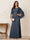 A-Line/Princess Scoop Half Sleeves Floor-Length Mother of the Bride Dresses with Ruched & Split Side