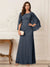 A-Line/Princess Scoop Half Sleeves Floor-Length Mother of the Bride Dresses with Ruched & Split Side