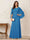 A-Line/Princess Scoop Half Sleeves Floor-Length Mother of the Bride Dresses with Ruched & Split Side