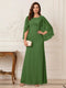 A-Line/Princess Scoop Half Sleeves Floor-Length Mother of the Bride Dresses with Ruched & Split Side