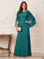 A-Line/Princess Scoop Half Sleeves Floor-Length Mother of the Bride Dresses with Ruched & Split Side