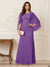 A-Line/Princess Scoop Half Sleeves Floor-Length Mother of the Bride Dresses with Ruched & Split Side