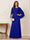 A-Line/Princess Scoop Half Sleeves Floor-Length Mother of the Bride Dresses with Ruched & Split Side