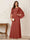 A-Line/Princess Scoop Half Sleeves Floor-Length Mother of the Bride Dresses with Ruched & Split Side