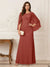 A-Line/Princess Scoop Half Sleeves Floor-Length Mother of the Bride Dresses with Ruched & Split Side