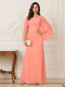 A-Line/Princess Scoop Half Sleeves Floor-Length Mother of the Bride Dresses with Ruched & Split Side