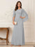 A-Line/Princess Scoop Half Sleeves Floor-Length Mother of the Bride Dresses with Ruched & Split Side