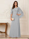 A-Line/Princess Scoop Half Sleeves Floor-Length Mother of the Bride Dresses with Ruched & Split Side