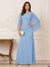 A-Line/Princess Scoop Half Sleeves Floor-Length Mother of the Bride Dresses with Ruched & Split Side