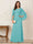 A-Line/Princess Scoop Half Sleeves Floor-Length Mother of the Bride Dresses with Ruched & Split Side