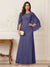 A-Line/Princess Scoop Half Sleeves Floor-Length Mother of the Bride Dresses with Ruched & Split Side