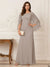 A-Line/Princess Scoop Half Sleeves Floor-Length Mother of the Bride Dresses with Ruched & Split Side