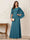A-Line/Princess Scoop Half Sleeves Floor-Length Mother of the Bride Dresses with Ruched & Split Side