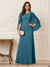 A-Line/Princess Scoop Half Sleeves Floor-Length Mother of the Bride Dresses with Ruched & Split Side